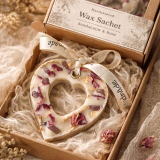 Bliss -in - love wax sachets - with amethyst , gold flakes and rose petals