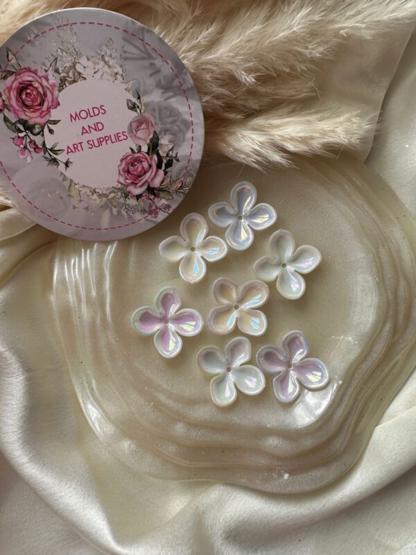 Iridescent White Flower Charms