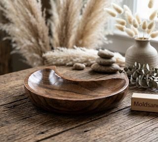 Moon Shape Wooden Bowls  (Pack of 5 )