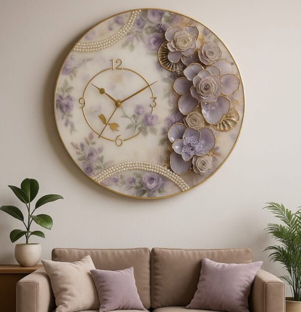 Mellow - a resin clock with 3d florals  made with resin