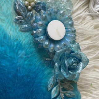Resin Trinket with florals and crystal tlight holder