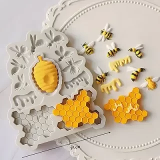 Honey drips , honey comb and honey bees all in one mold