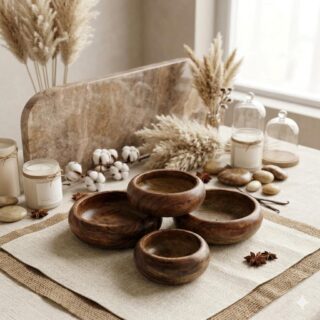 WOODEN rounded BOWL set - (8 pieces ) (3 inch , 4 inch ,5 inch ,6 inch )