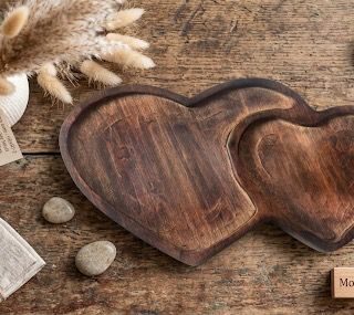 Double Heart wooden bowl
