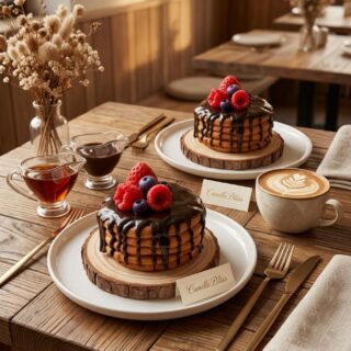 Pancake stack with chocolate overload - candle