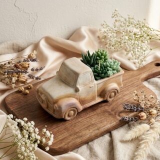 Truck with succulents candle