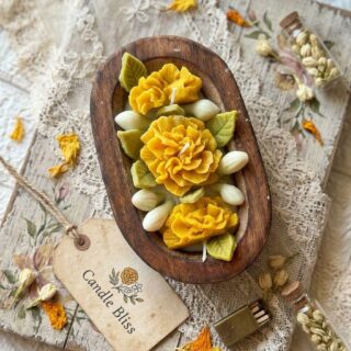 Marigold and jasmine diwali candle bowl