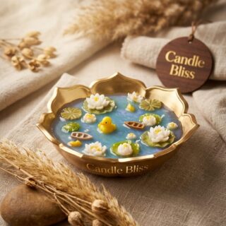 Lotus pond Candle urli - design3 (white lotus )