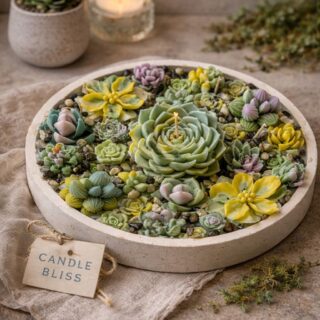 my Succulent bliss platter candle