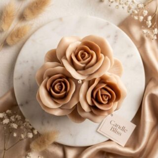 Large tri Rose ensemble candle