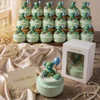 its a boy - bulk order candle - teddy with balloon - 20 pack