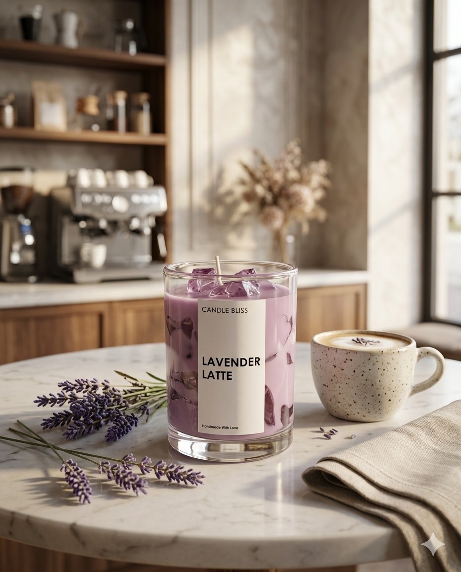 Lavender Latte Candle - medium size