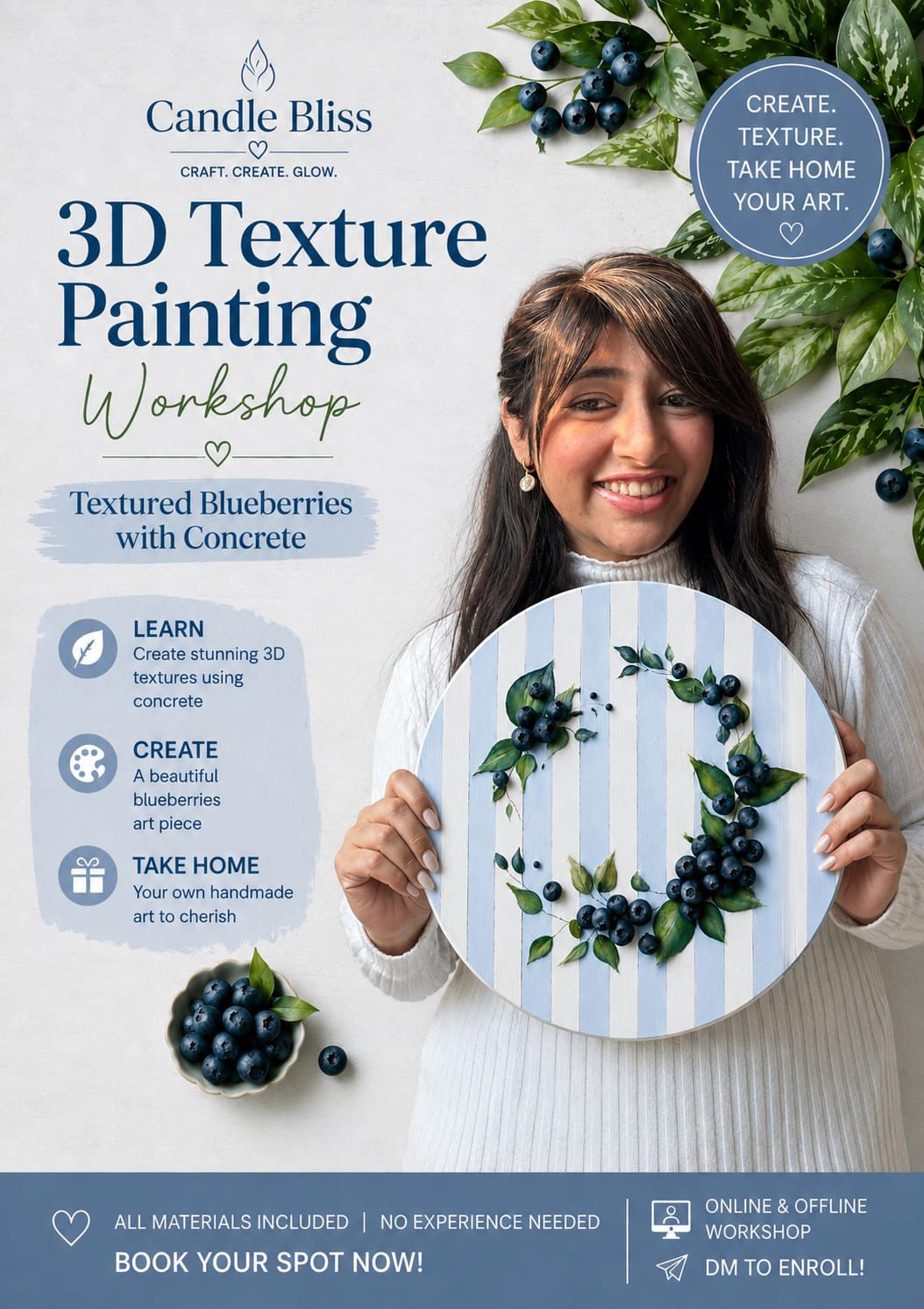 Blueberry textured canvas - online diy kit plus tutorial