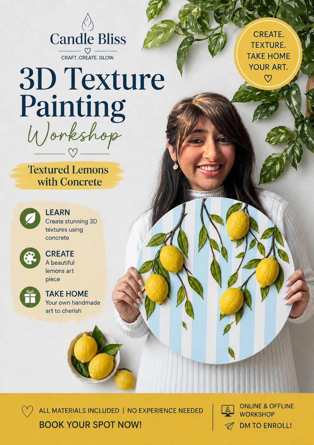 Lemon and Blueberry textured canvas - live class with material - 2 projects - Image 2