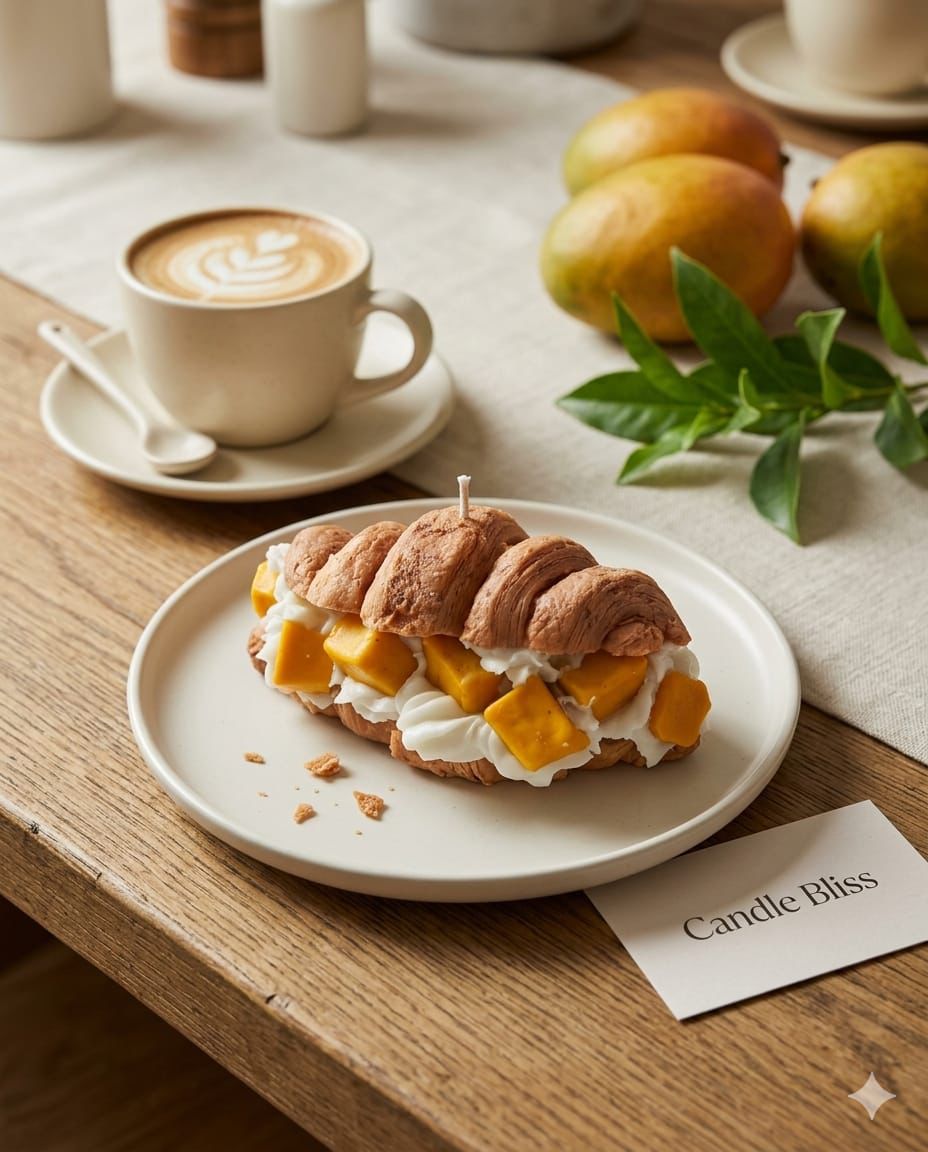 Mango cream croissant sandwich candle