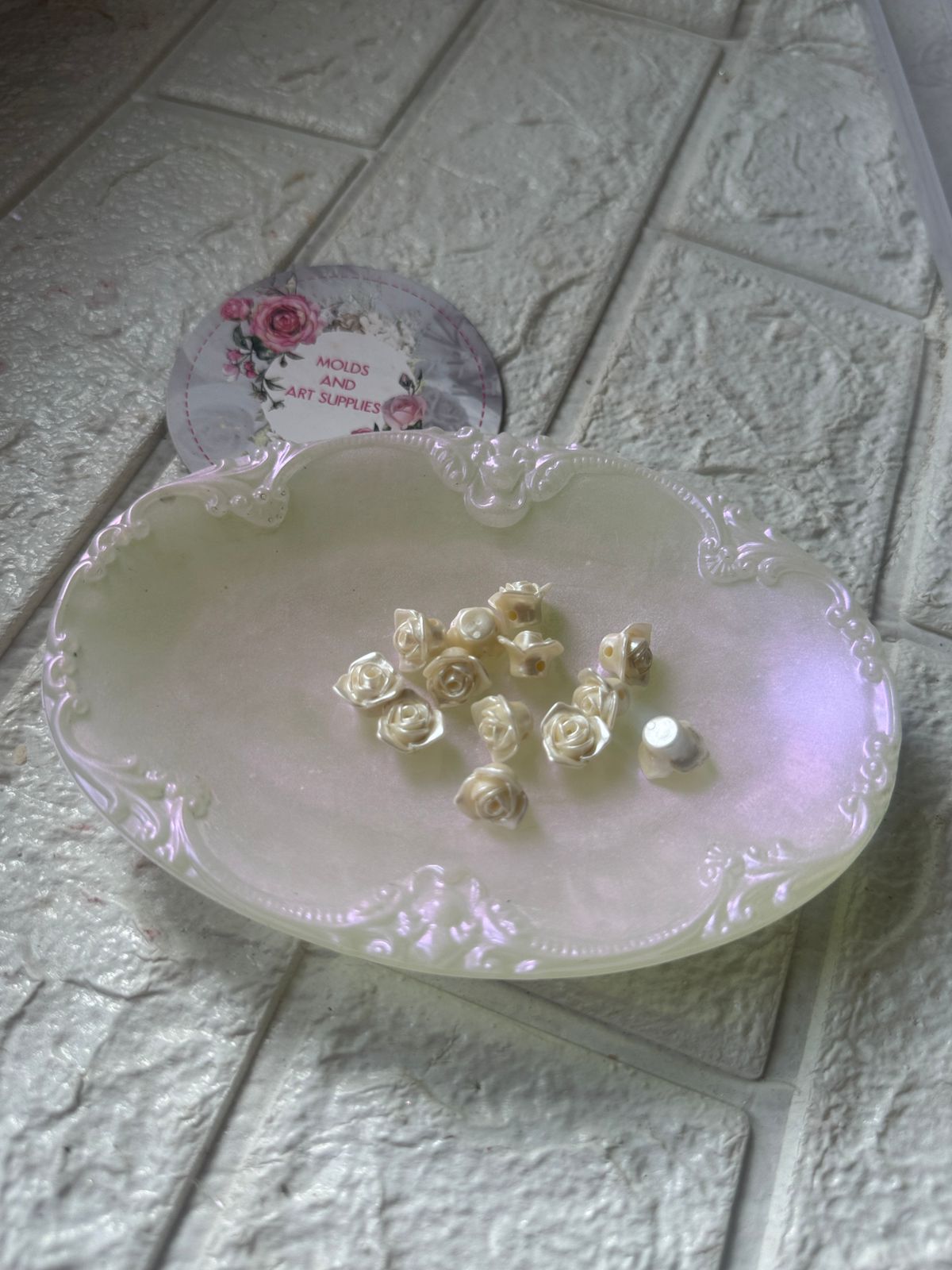 Rose pearl beads - pack of 50