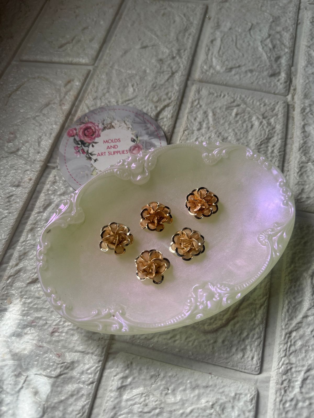 Golden wired roses -small - pack of 5
