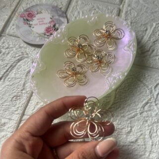 Wired flower with crystal centre - pack of 5 - large