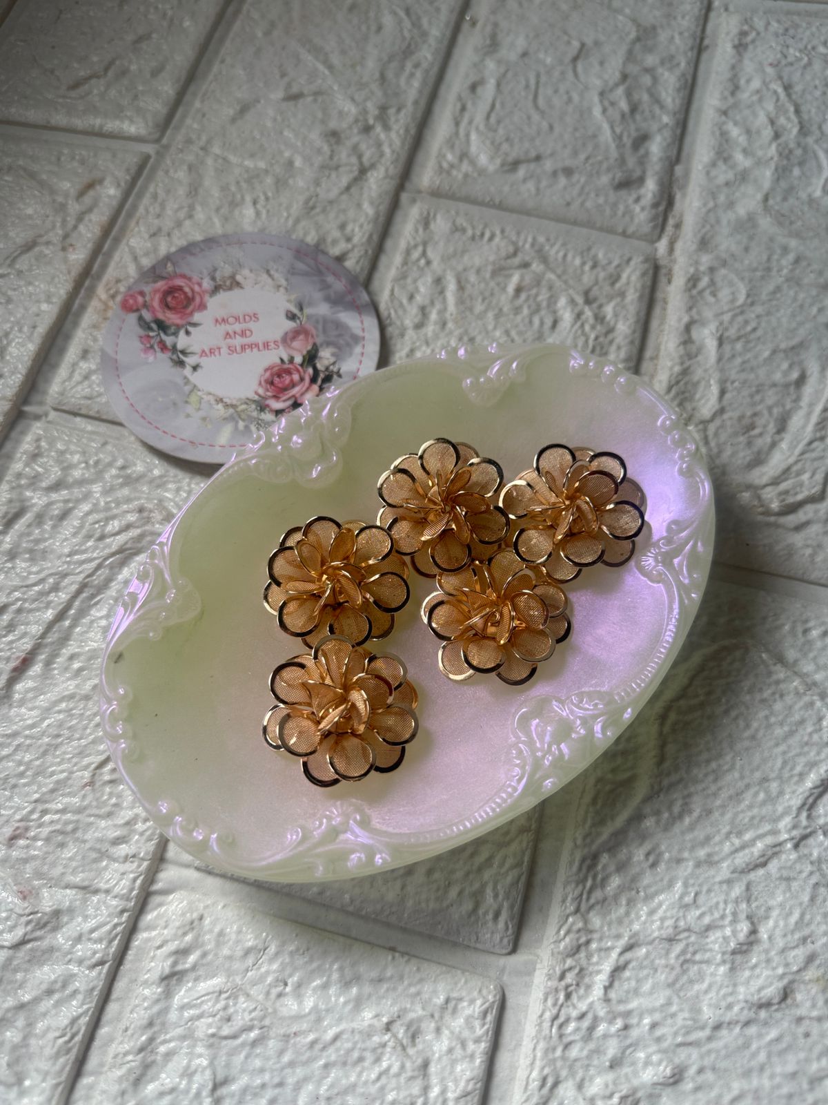 Golden wired roses - large - pack of 5