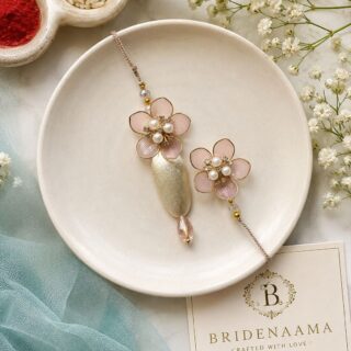 Floral pearl pair rakhi and lumbi