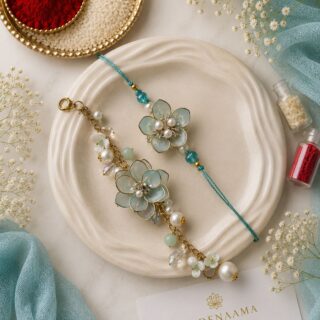 Flora bliss - blue hues - bracelet style - rakhi lumbi pair