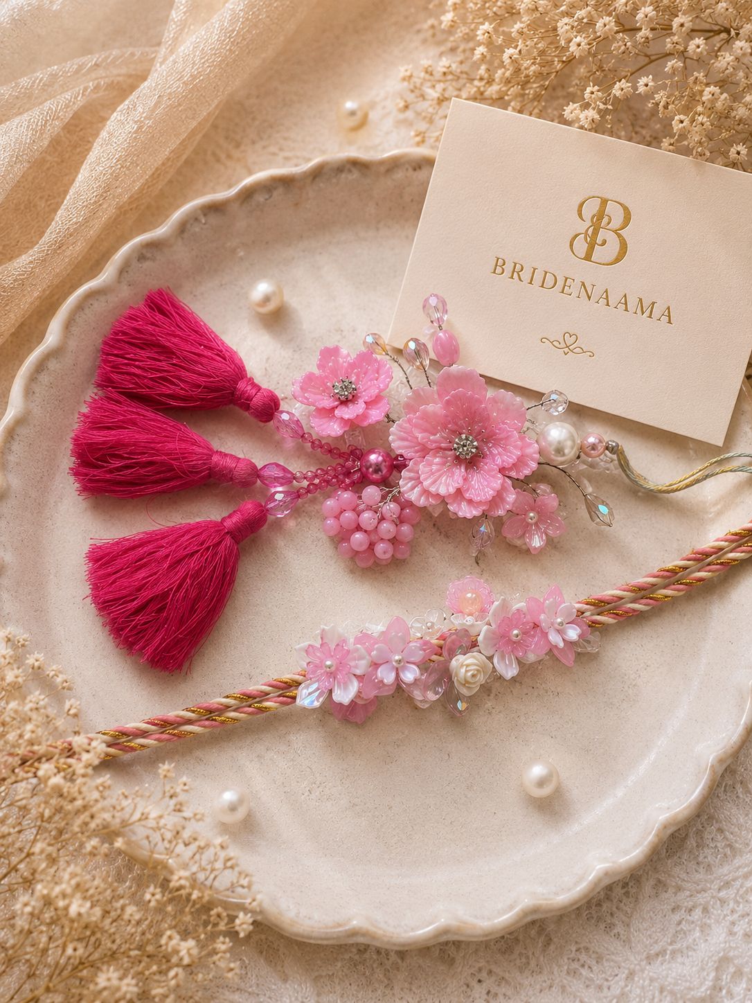 Floral DIYA - pinklicious pair - rakhi and lumbi pair