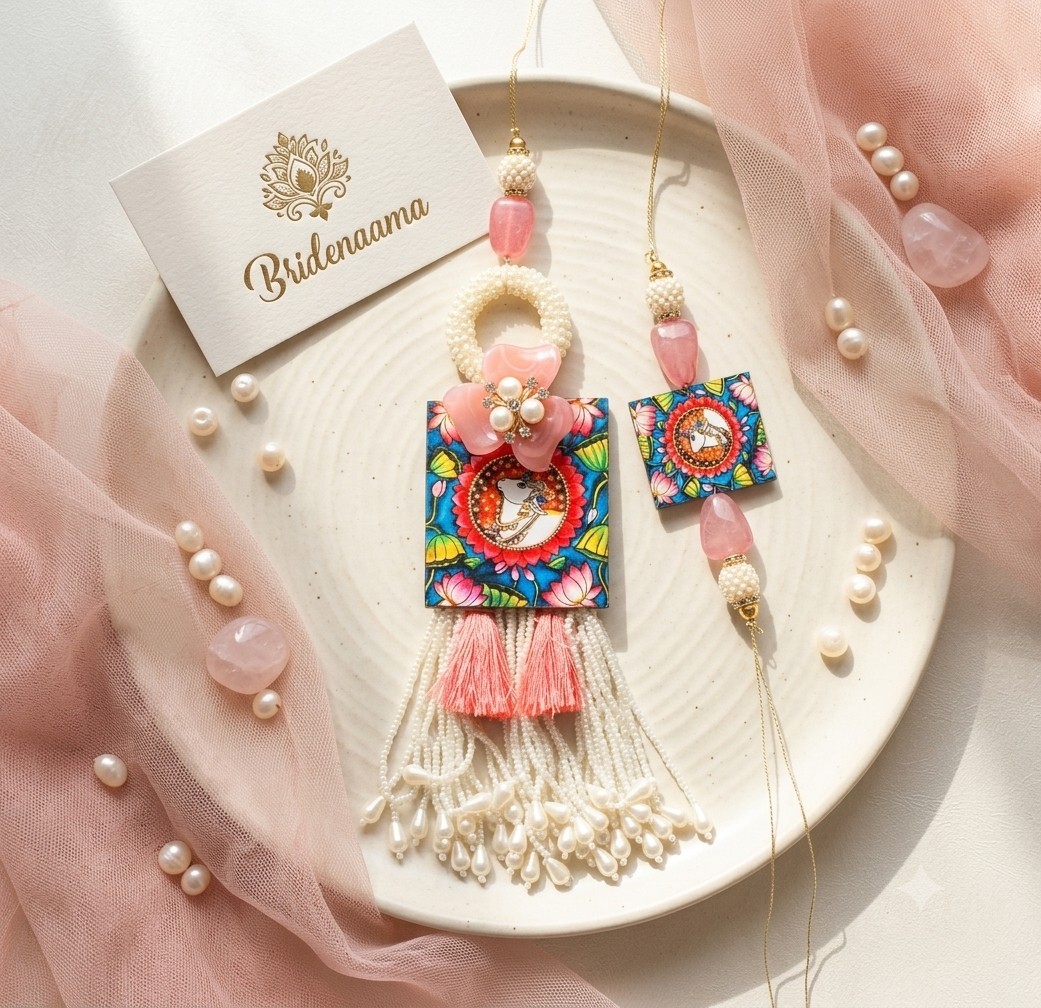 Pichawai themed rakhi lumbi set