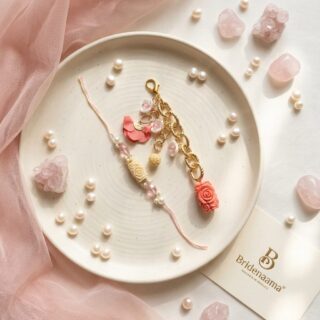 Carved Rose Rakhi and lumbi - peach hues