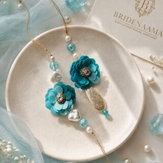 Mystic blue pair of rakhi and lumbi