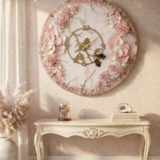 Resin floral 18 inch wall clock
