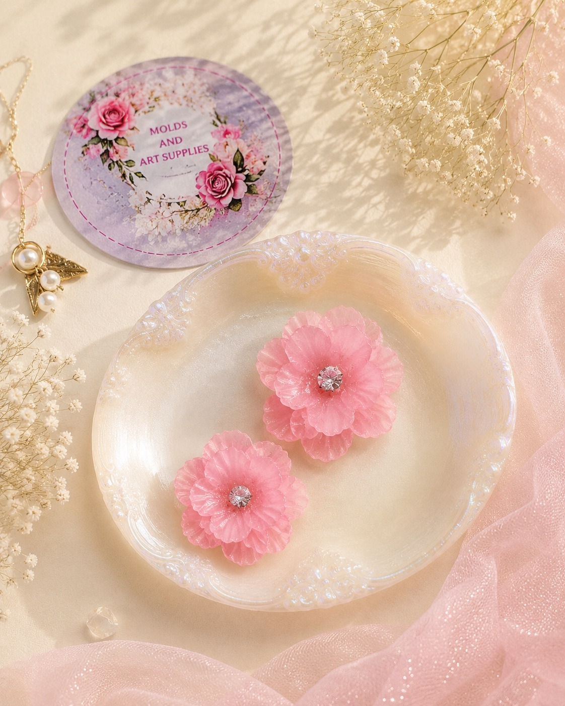 Pink pastel flowers pack of 10