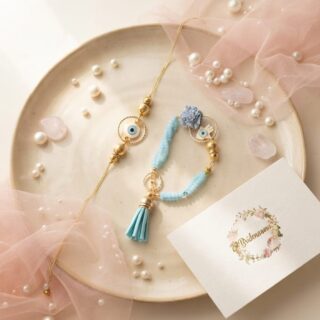 Nazar Battu - crystal aura bracelet and rakhi pair