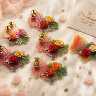 Colorful butterfly pooja thali in resin