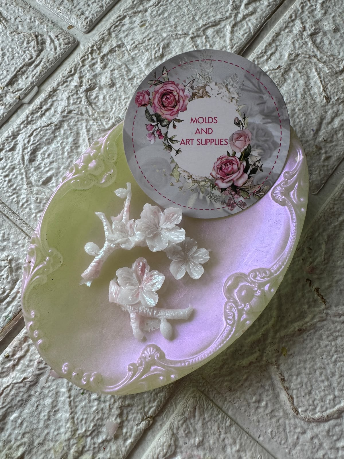 Cherry blossom flat lay bunch mold