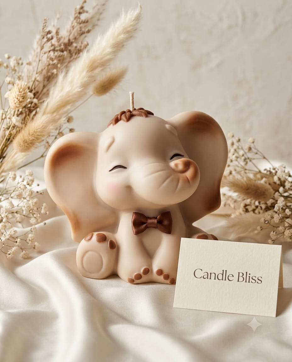 Ele with a bow candle mold - thick