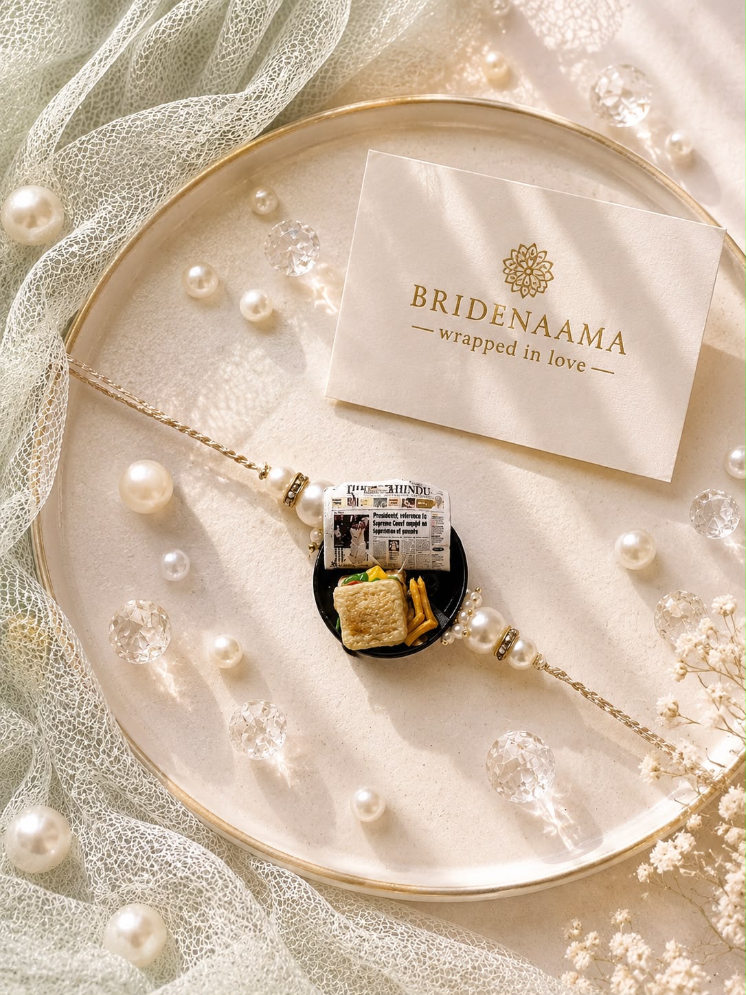Sandwich and fries miniature rakhi