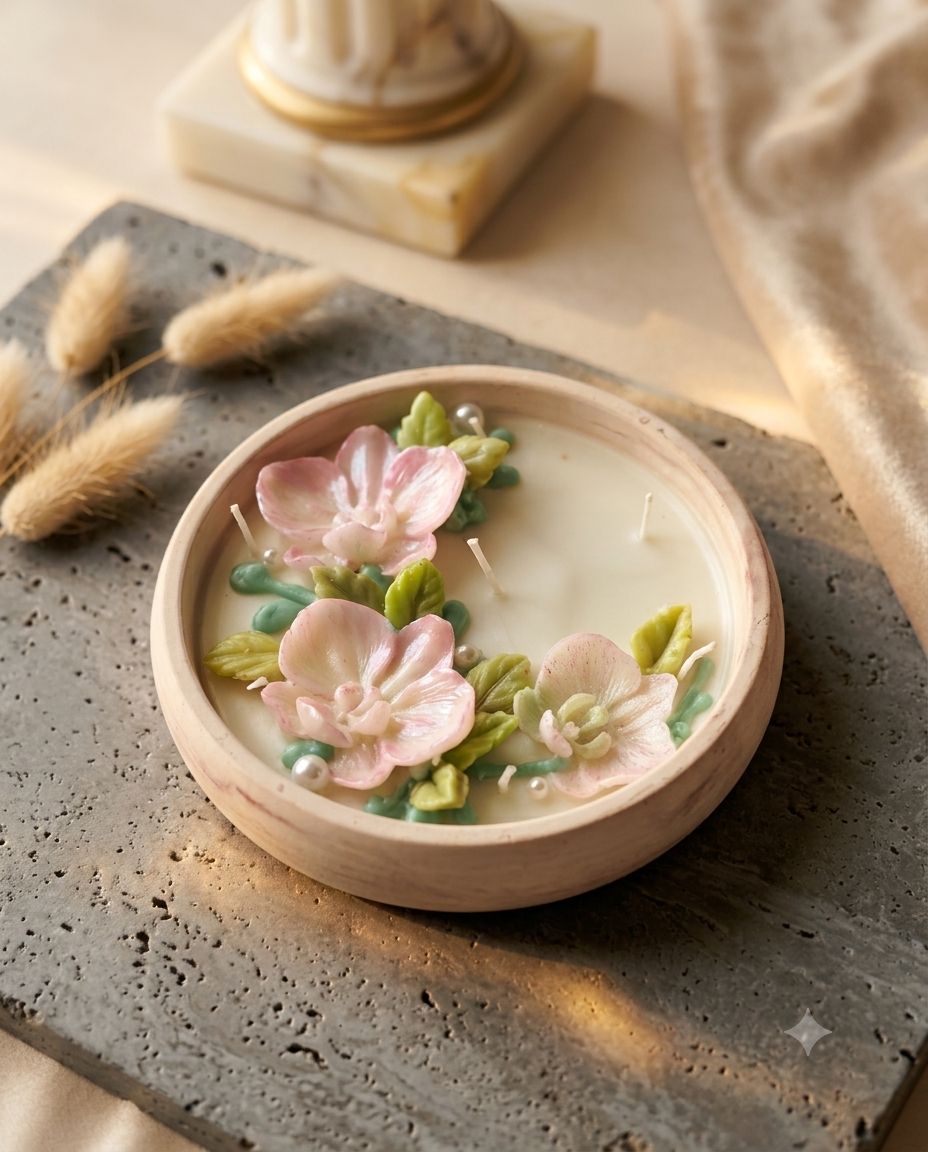Orchid endevours - candle bowl with hand made bowl