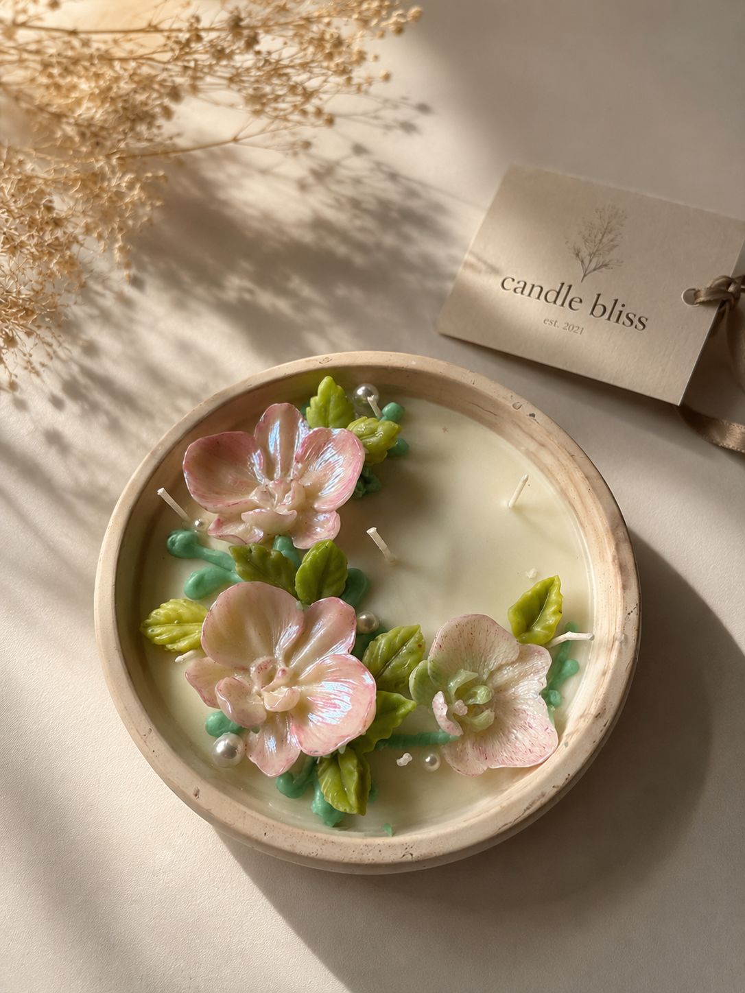 Orchid endevours - candle bowl with hand made bowl - Image 2