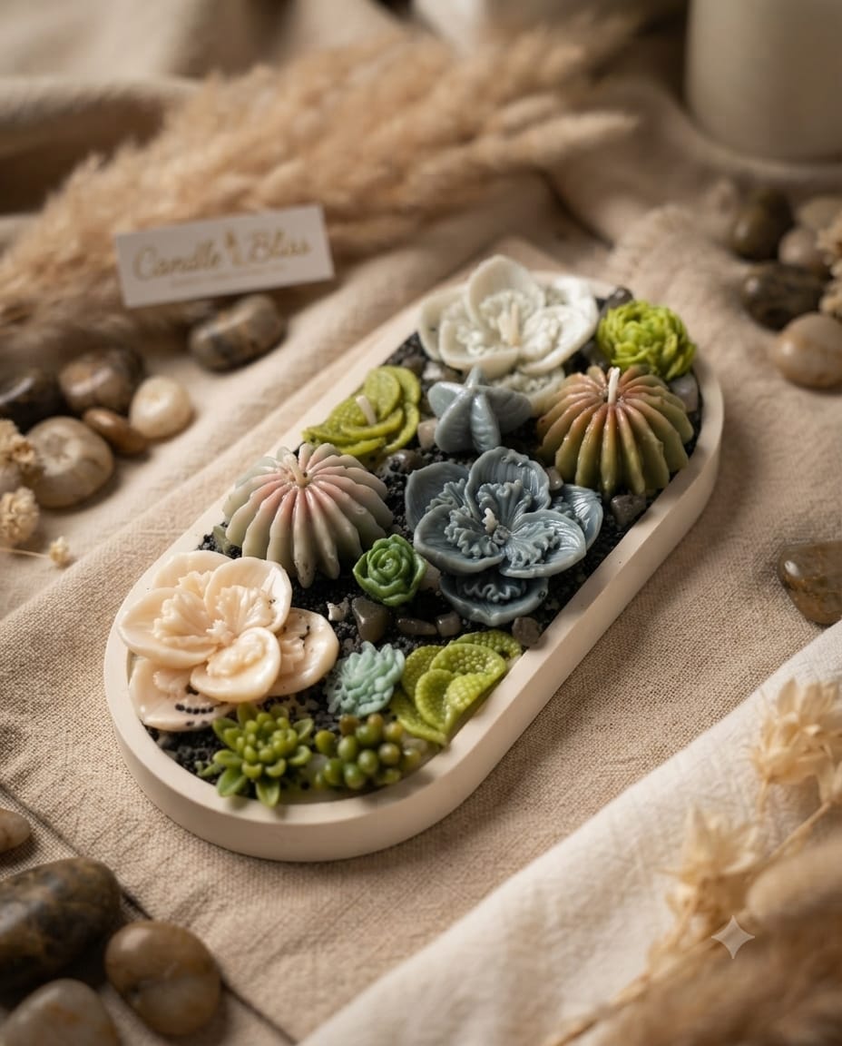 Succulent endevours candle tray