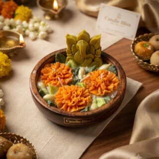 Bappa's blessings - Devotion the candle bowl - marigold and jasmine edit