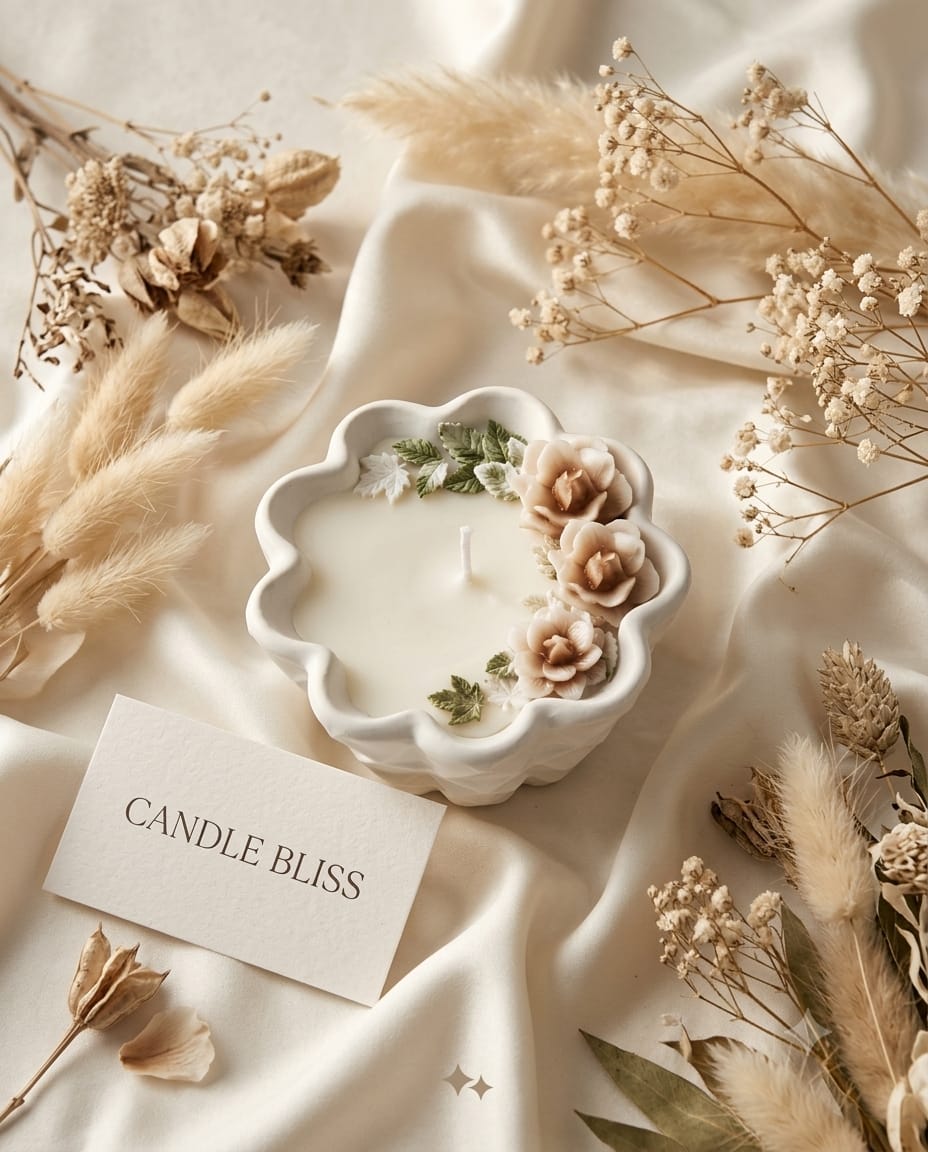 Mellow candle bowl with open mini roses