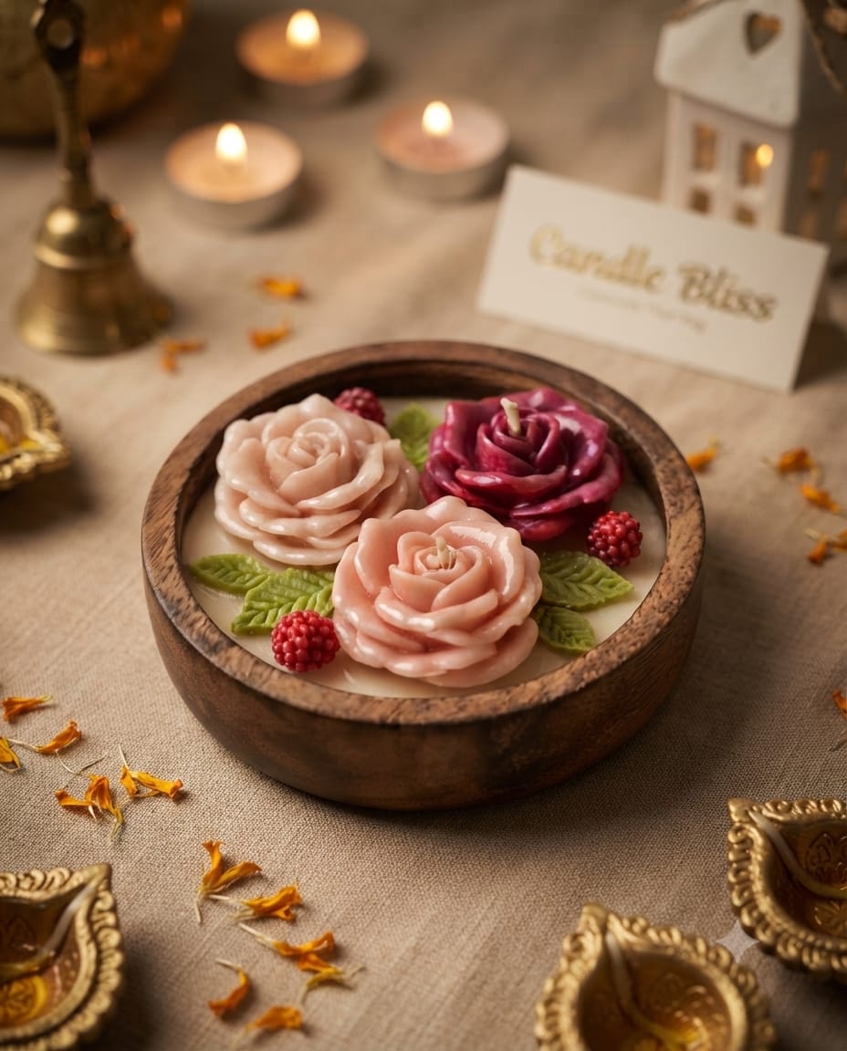 Rose garden candle bowl